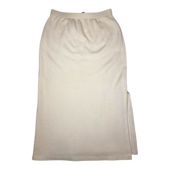 St John Evening Knit Cream Multi Shimmer Jacket Zip Front Skirt Suit Size 10 12 - Picture 12 of 16